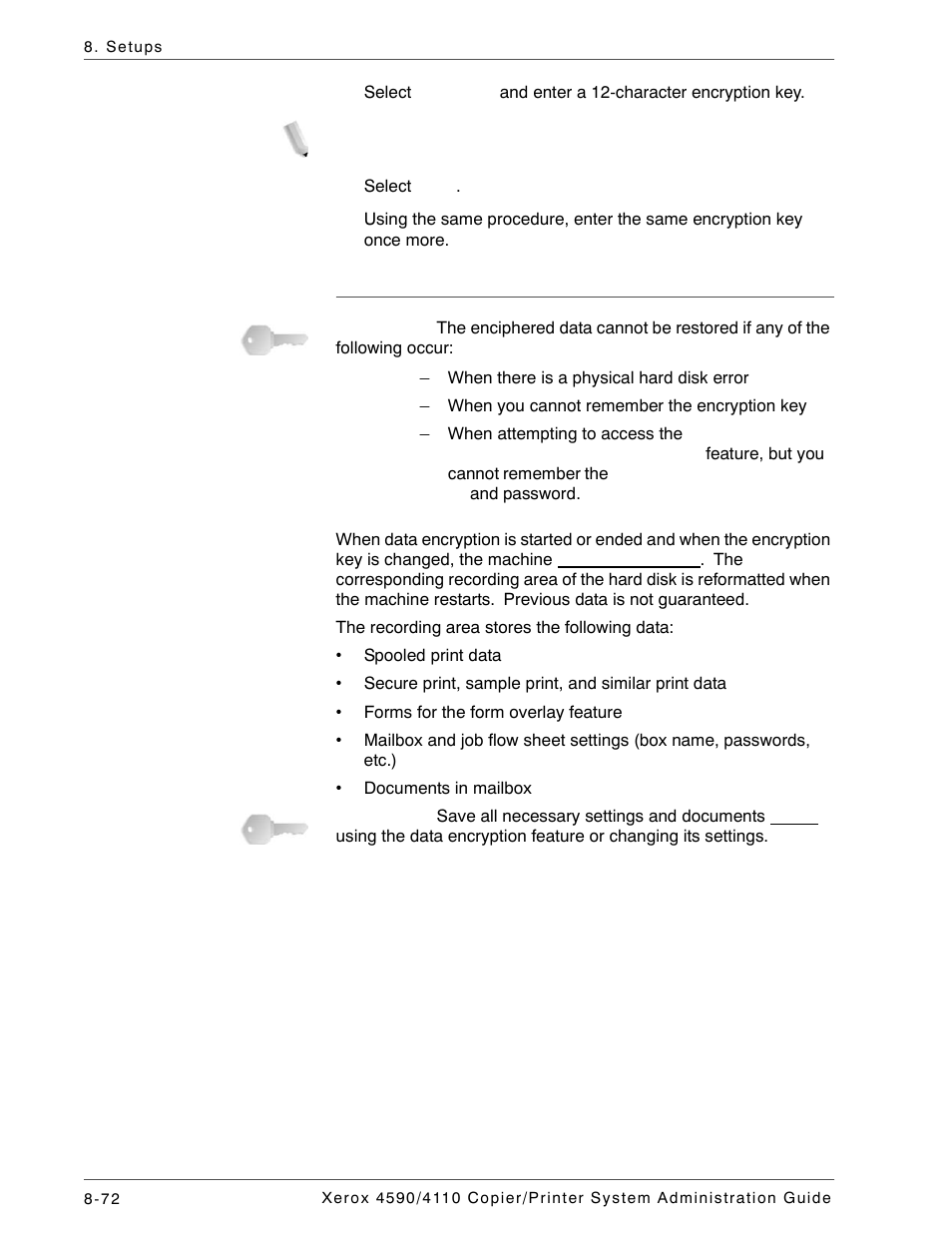 Data restoration | Xerox 4590 User Manual | Page 230 / 402