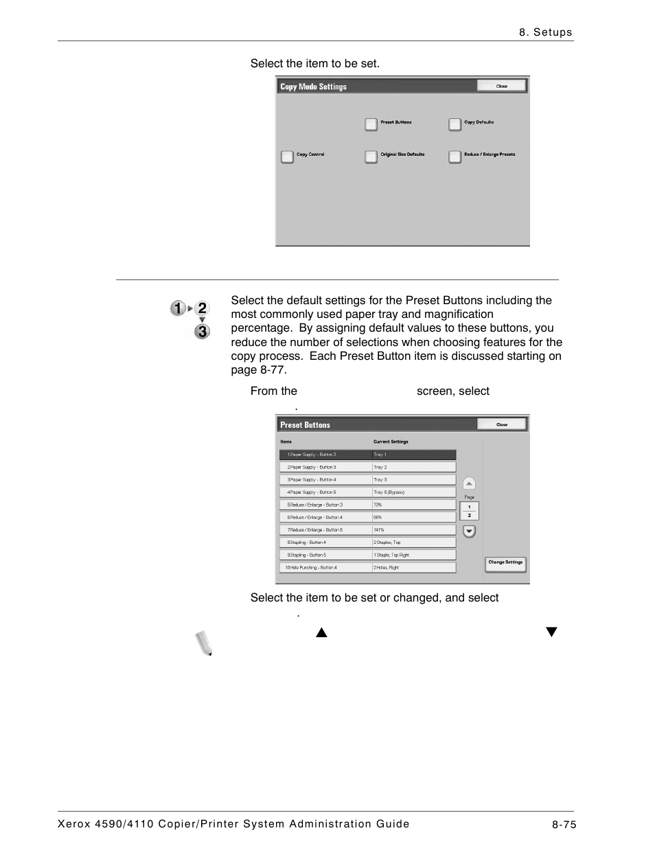 Preset buttons | Xerox 4590 User Manual | Page 233 / 402