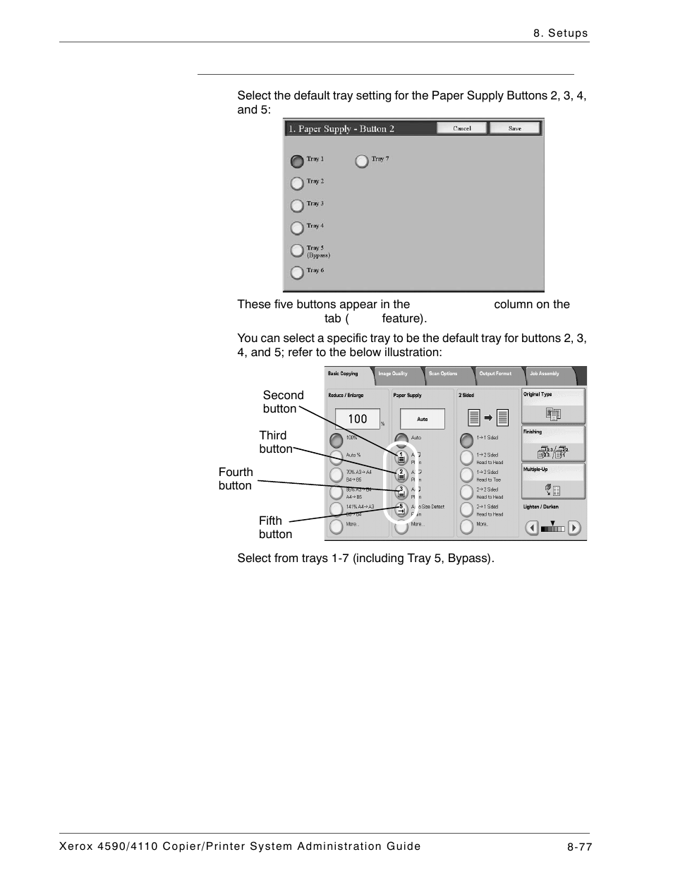 Paper supply buttons 2-5 | Xerox 4590 User Manual | Page 235 / 402