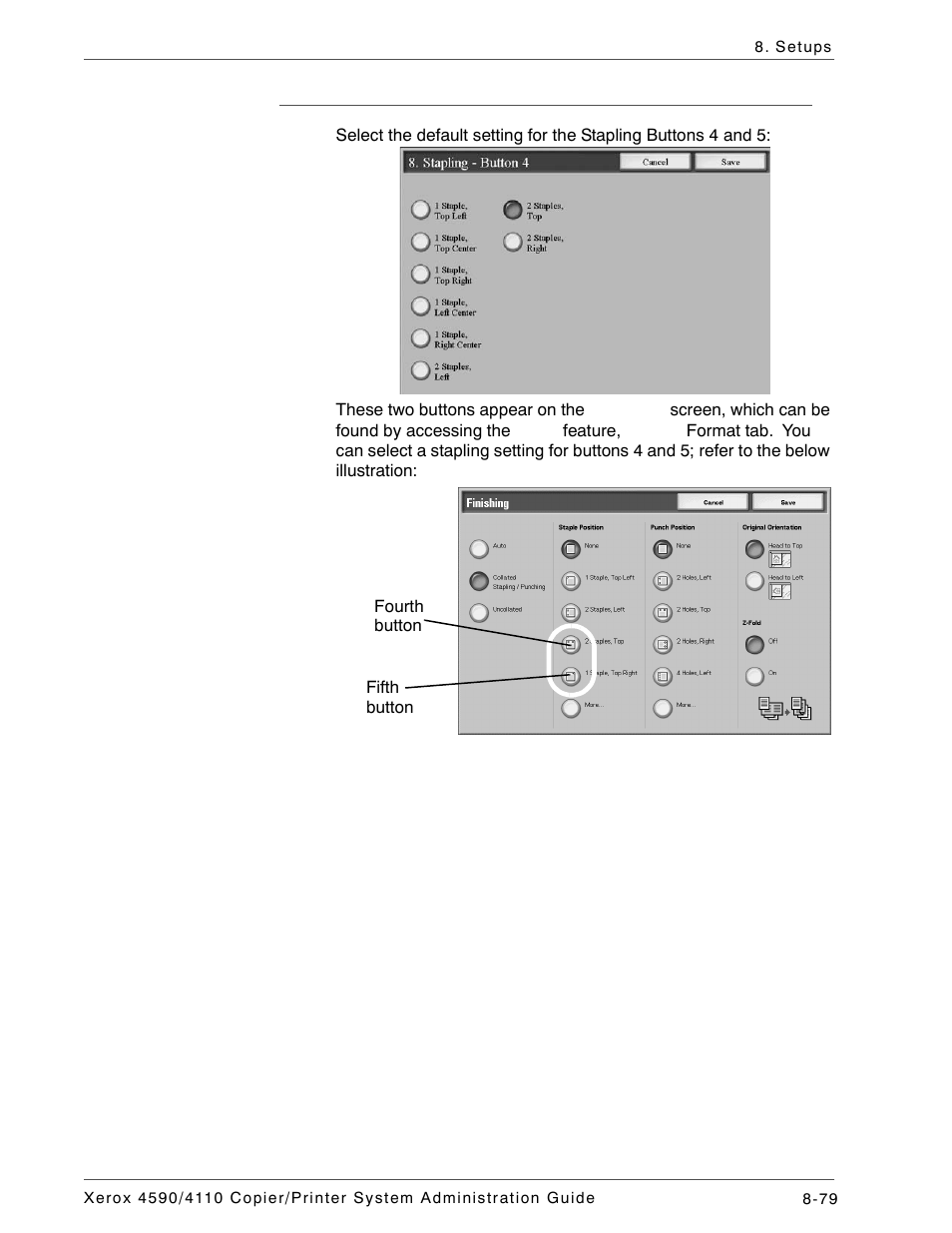 Stapling buttons 4 and 5 | Xerox 4590 User Manual | Page 237 / 402