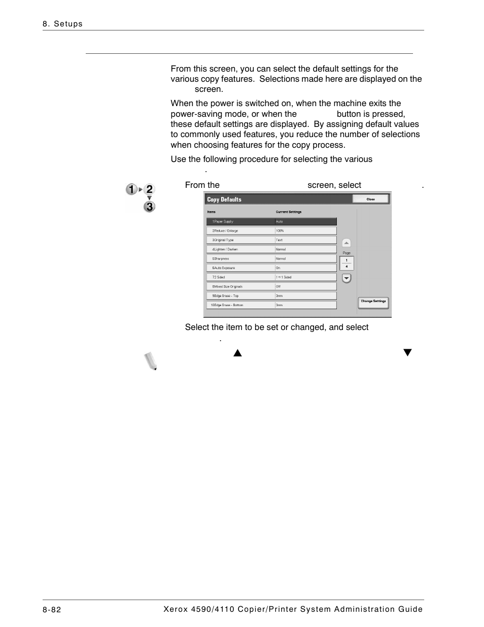 Copy defaults | Xerox 4590 User Manual | Page 240 / 402