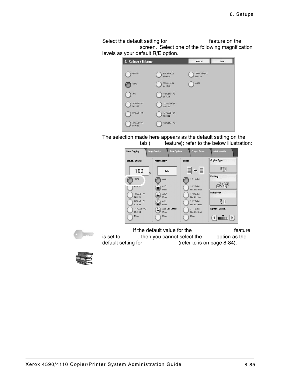 Reduce/enlarge | Xerox 4590 User Manual | Page 243 / 402