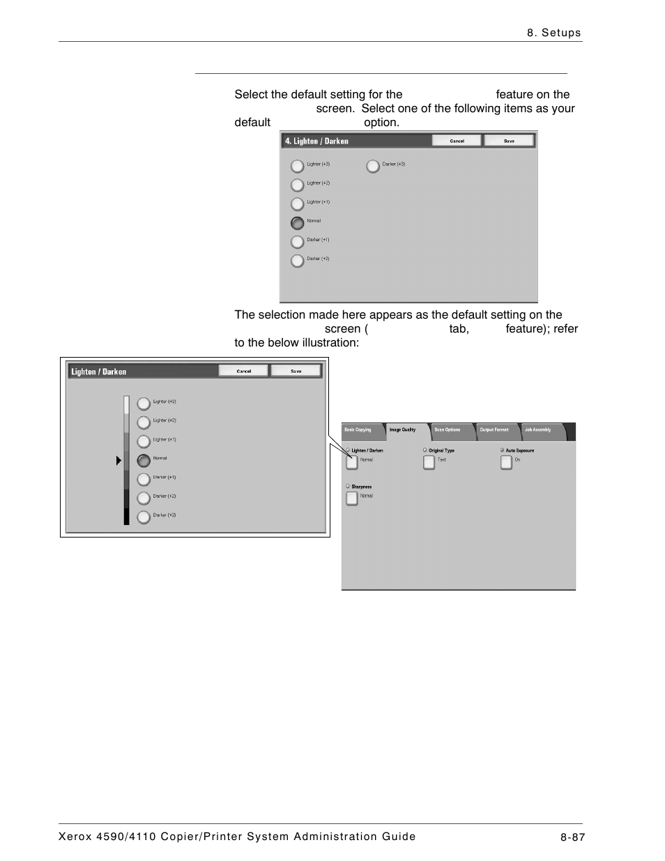 Lighten/darken | Xerox 4590 User Manual | Page 245 / 402