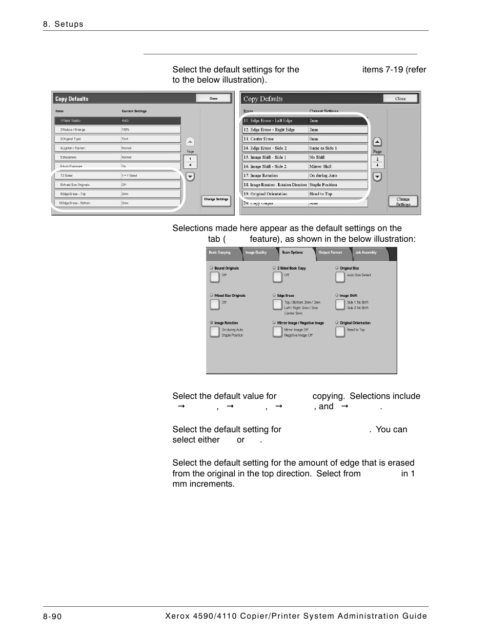 Copy defaults items 7-19 | Xerox 4590 User Manual | Page 248 / 402