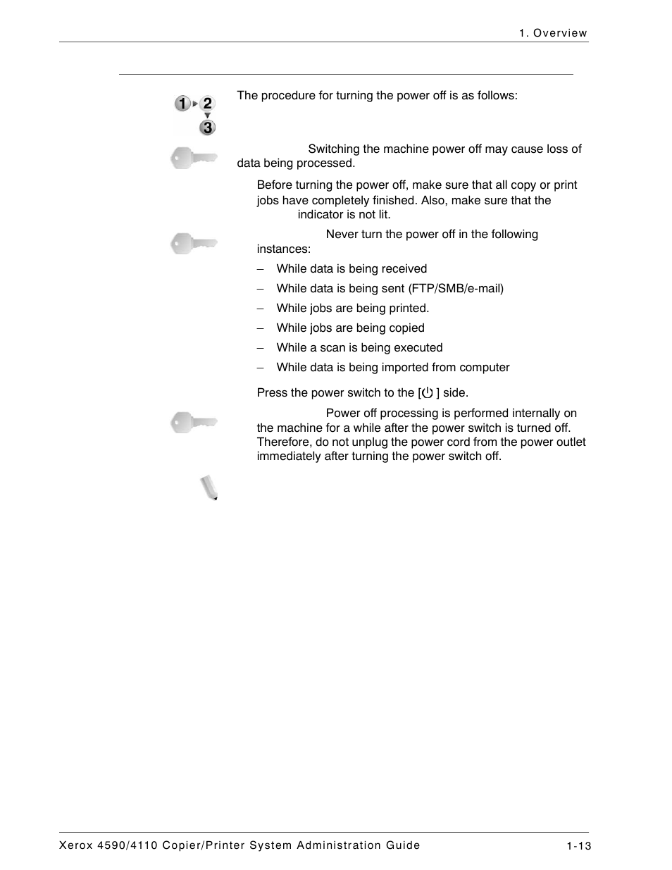 Powering off | Xerox 4590 User Manual | Page 25 / 402