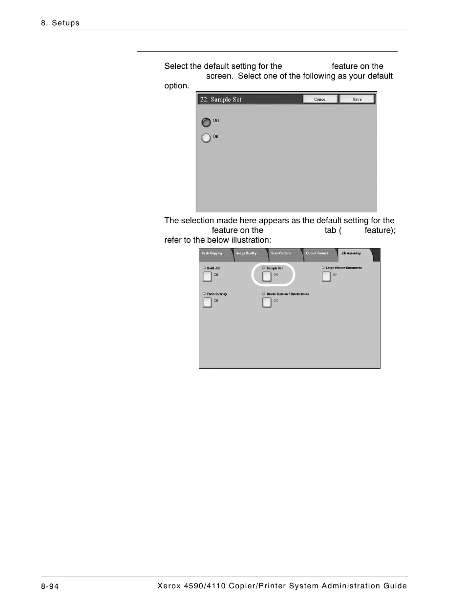 Sample set | Xerox 4590 User Manual | Page 252 / 402