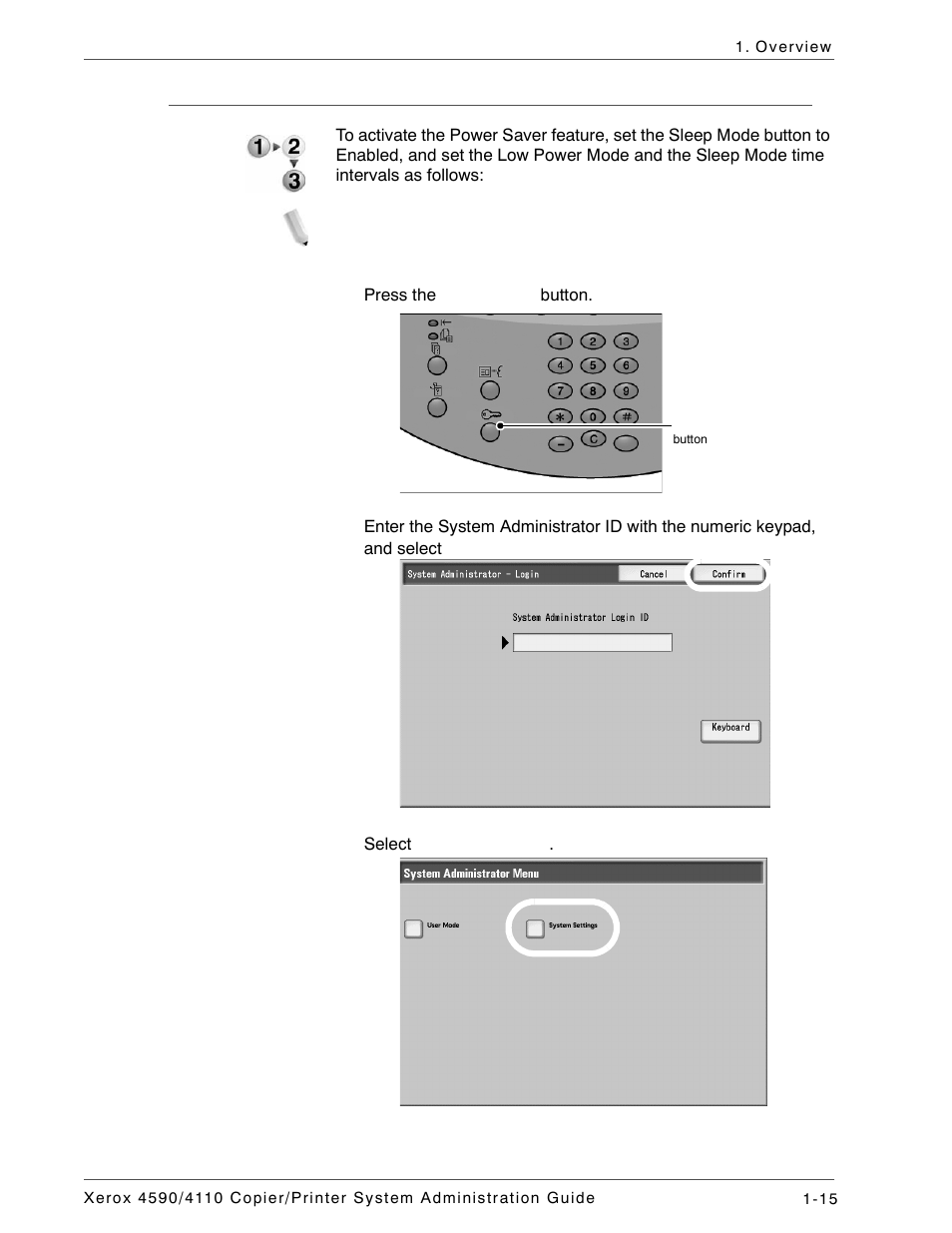 Changing the power saver mode time interval | Xerox 4590 User Manual | Page 27 / 402