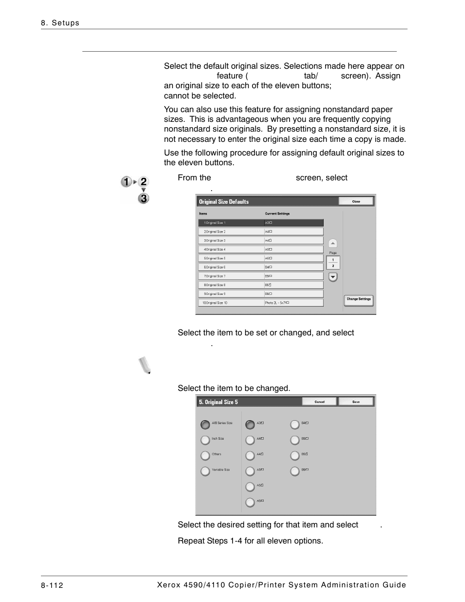 Original size defaults | Xerox 4590 User Manual | Page 270 / 402