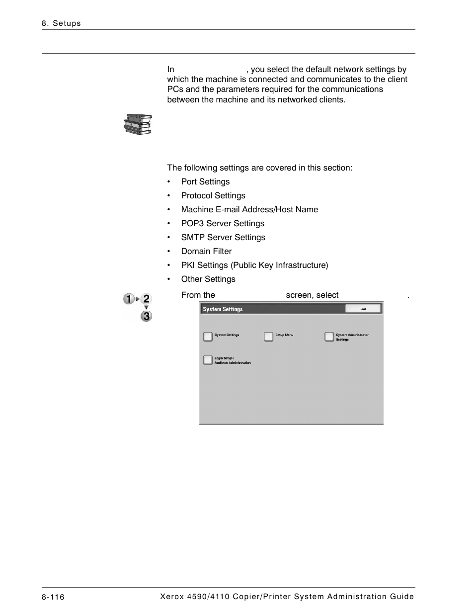 Network settings | Xerox 4590 User Manual | Page 274 / 402