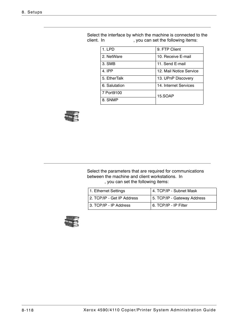 Port settings, Protocol settings | Xerox 4590 User Manual | Page 276 / 402