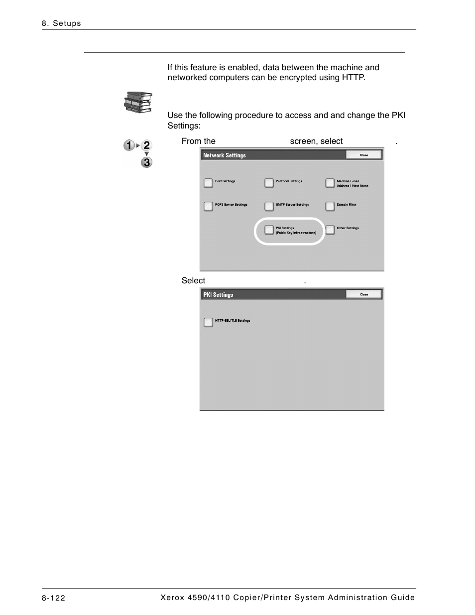 Pki settings (public key infrastructure) | Xerox 4590 User Manual | Page 280 / 402