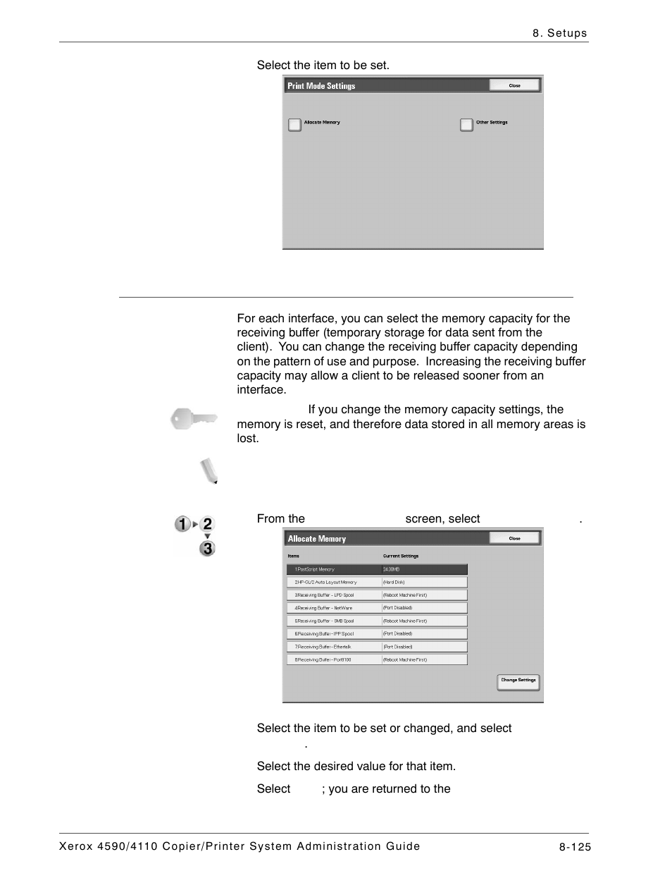 Allocate memory | Xerox 4590 User Manual | Page 283 / 402