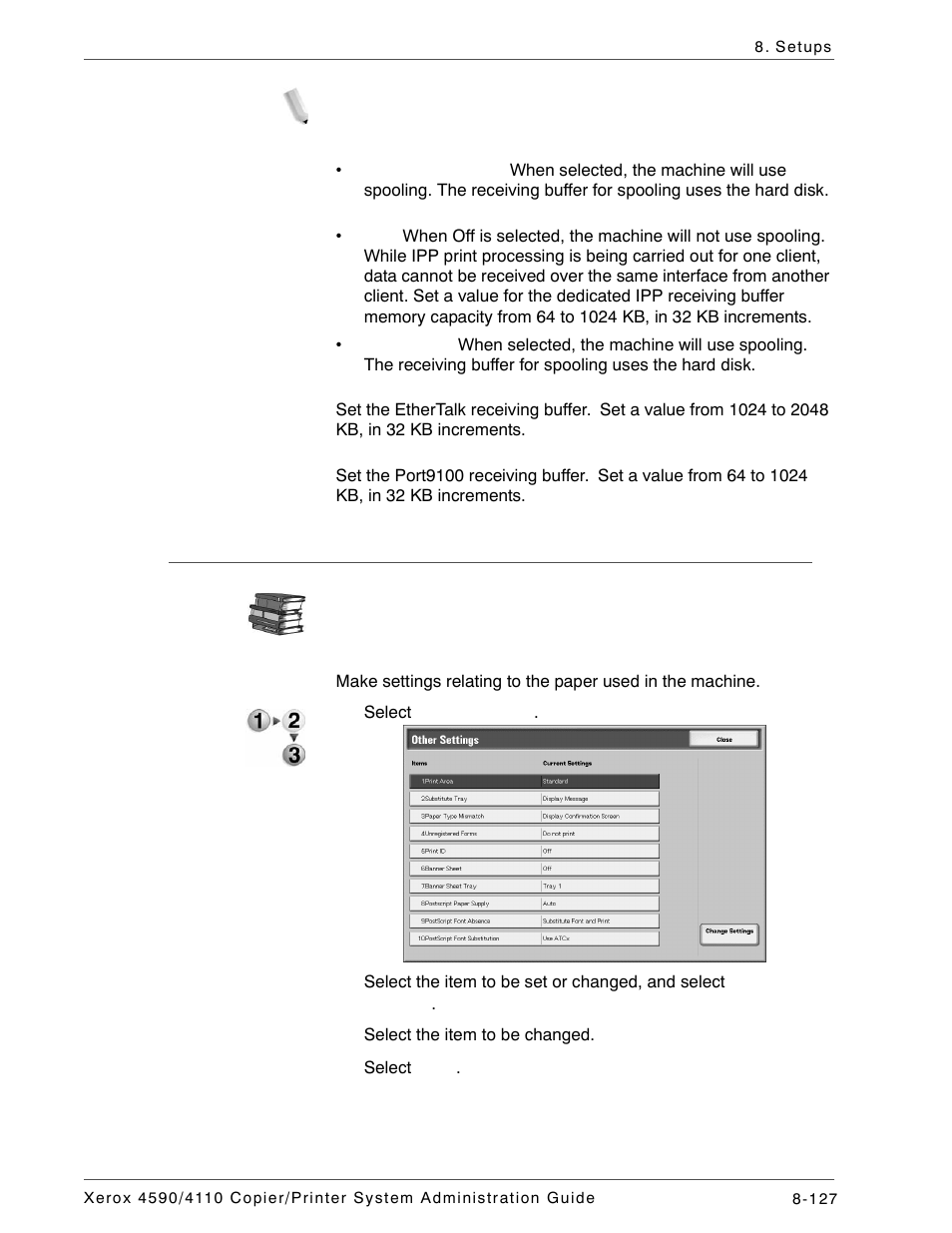 Other settings | Xerox 4590 User Manual | Page 285 / 402