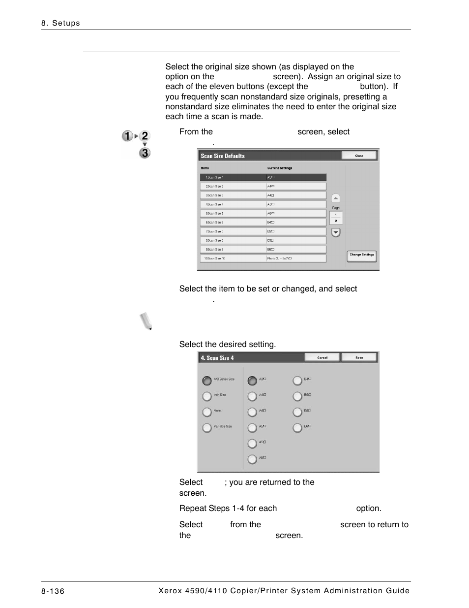 Scan size defaults | Xerox 4590 User Manual | Page 294 / 402