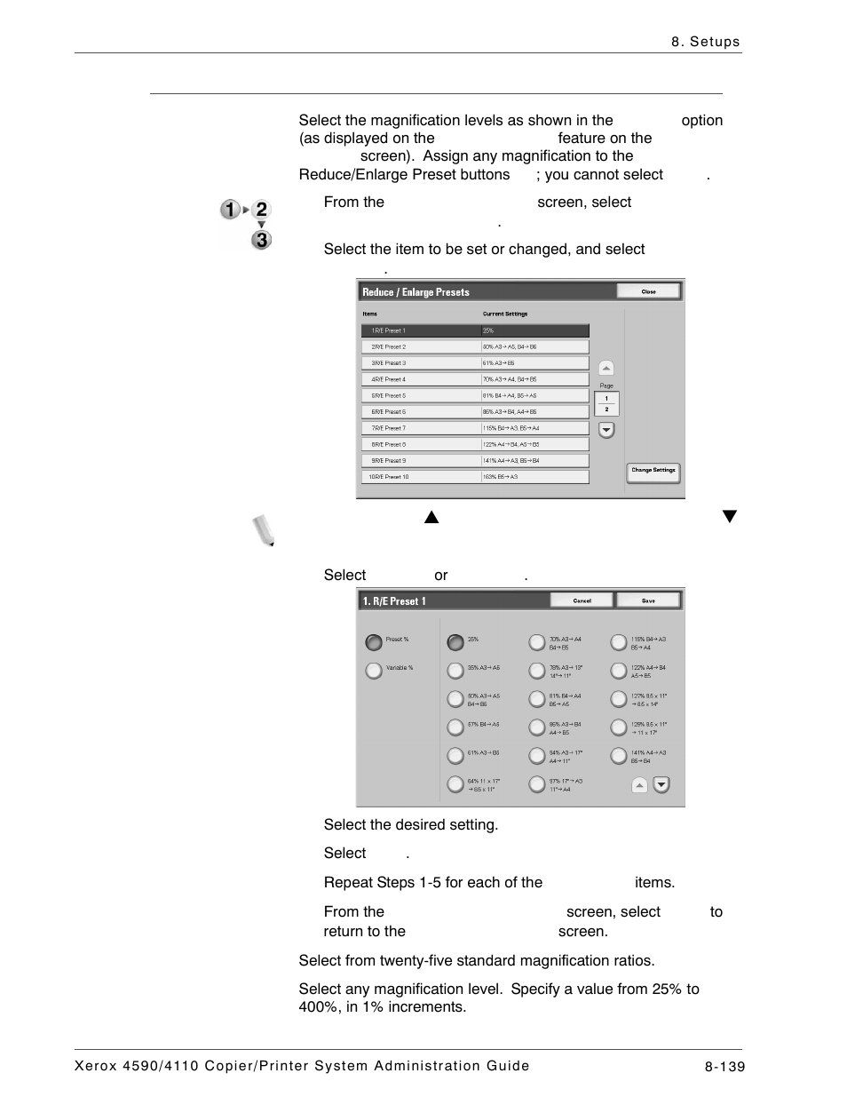 Reduce/enlarge presets | Xerox 4590 User Manual | Page 297 / 402