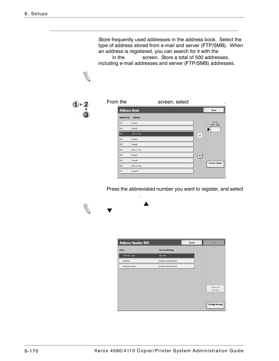 Address book | Xerox 4590 User Manual | Page 328 / 402