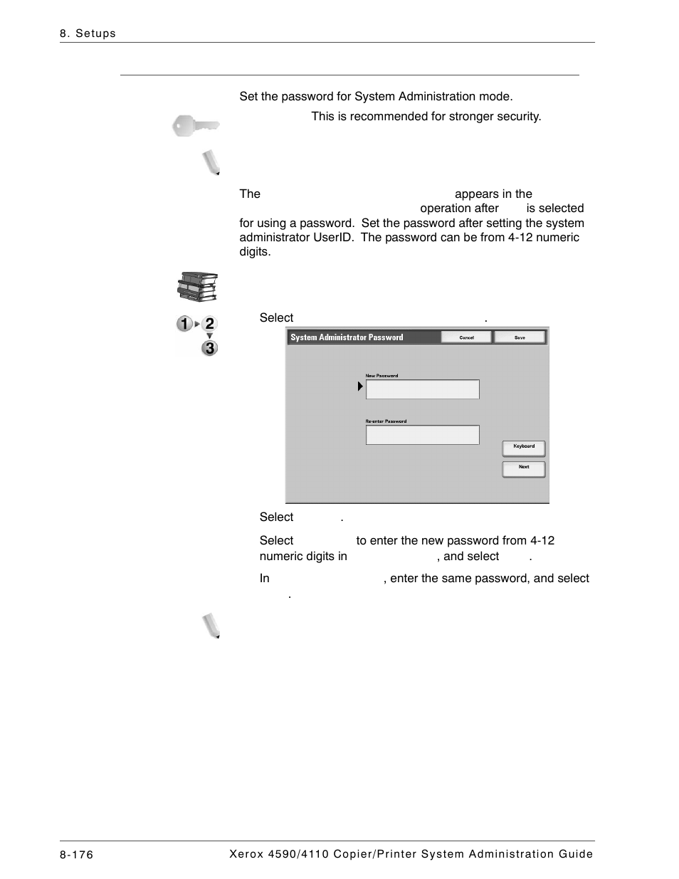 System administrator password | Xerox 4590 User Manual | Page 334 / 402