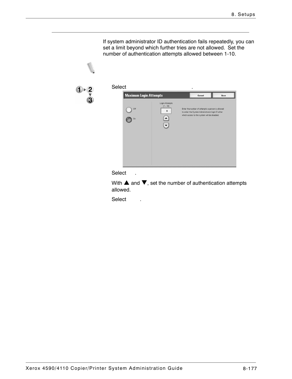 Maximum login attempts | Xerox 4590 User Manual | Page 335 / 402