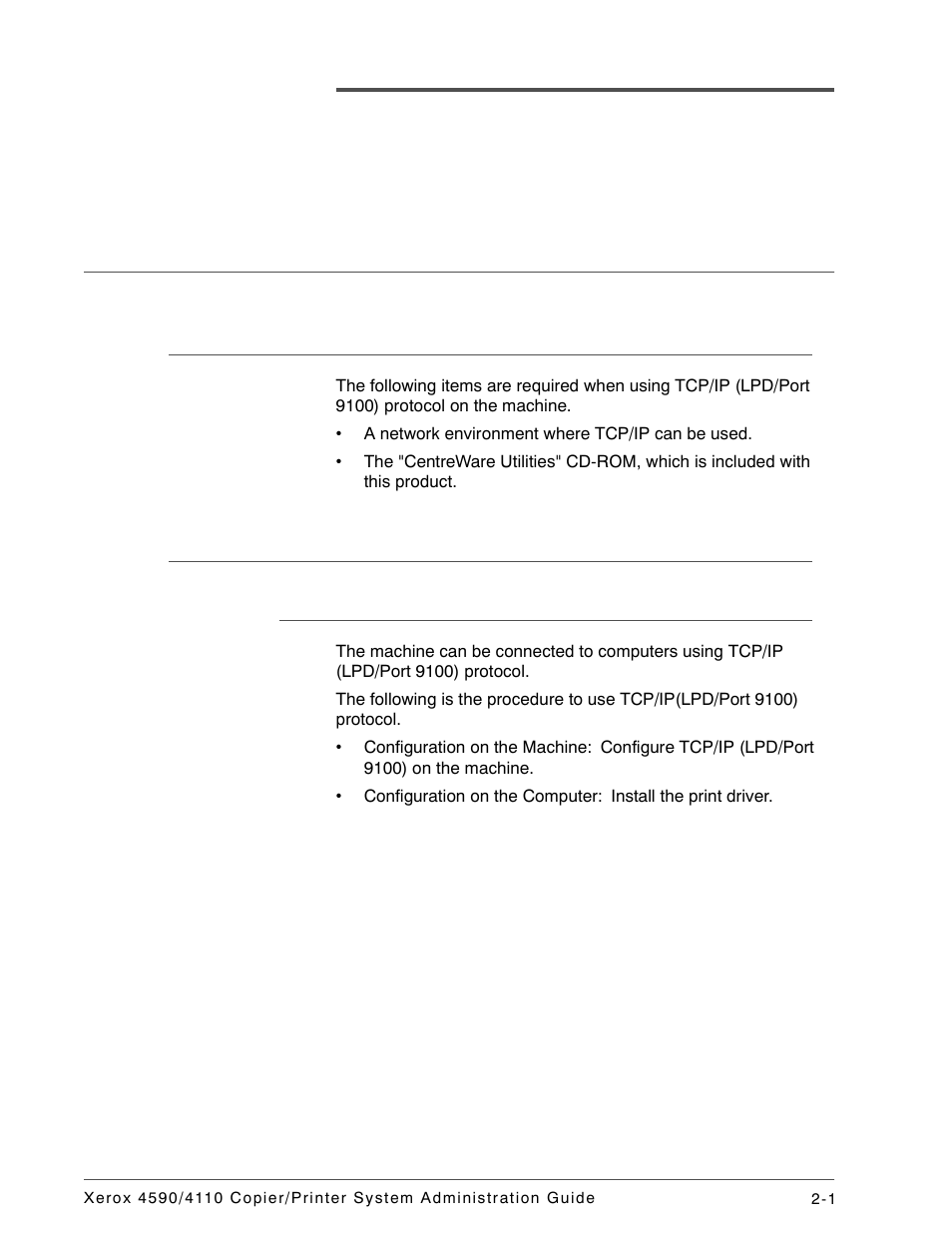 Configuration, Tcp/ip (lpd/port 9100), Preparations | Configuration procedure, Overview | Xerox 4590 User Manual | Page 35 / 402