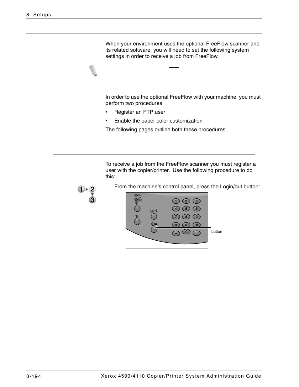 System settings with optional freeflow scanner, Register an ftp user | Xerox 4590 User Manual | Page 352 / 402