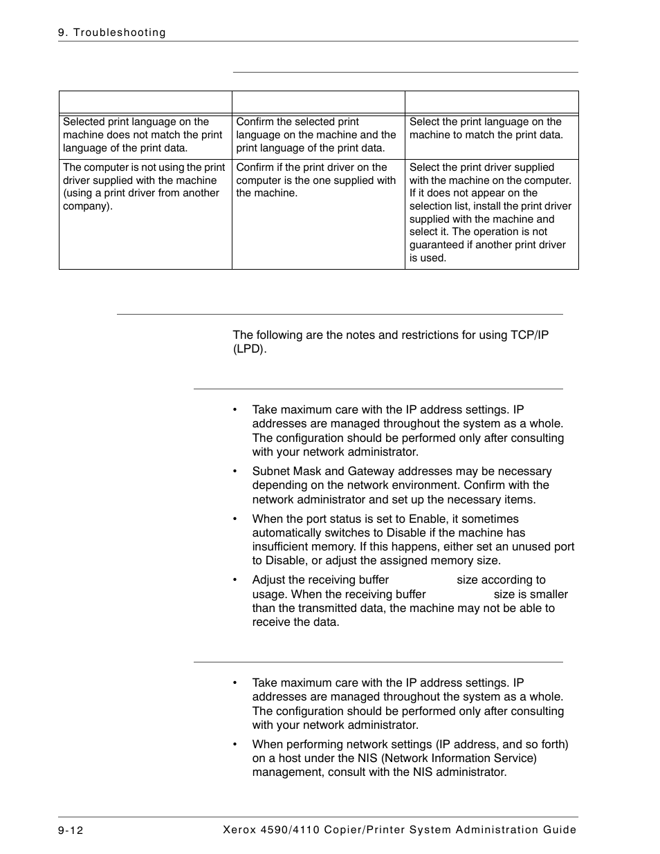 When the print output is not as you expected, Notes and restrictions, Configuration on the machine | Configuration on the computer | Xerox 4590 User Manual | Page 372 / 402