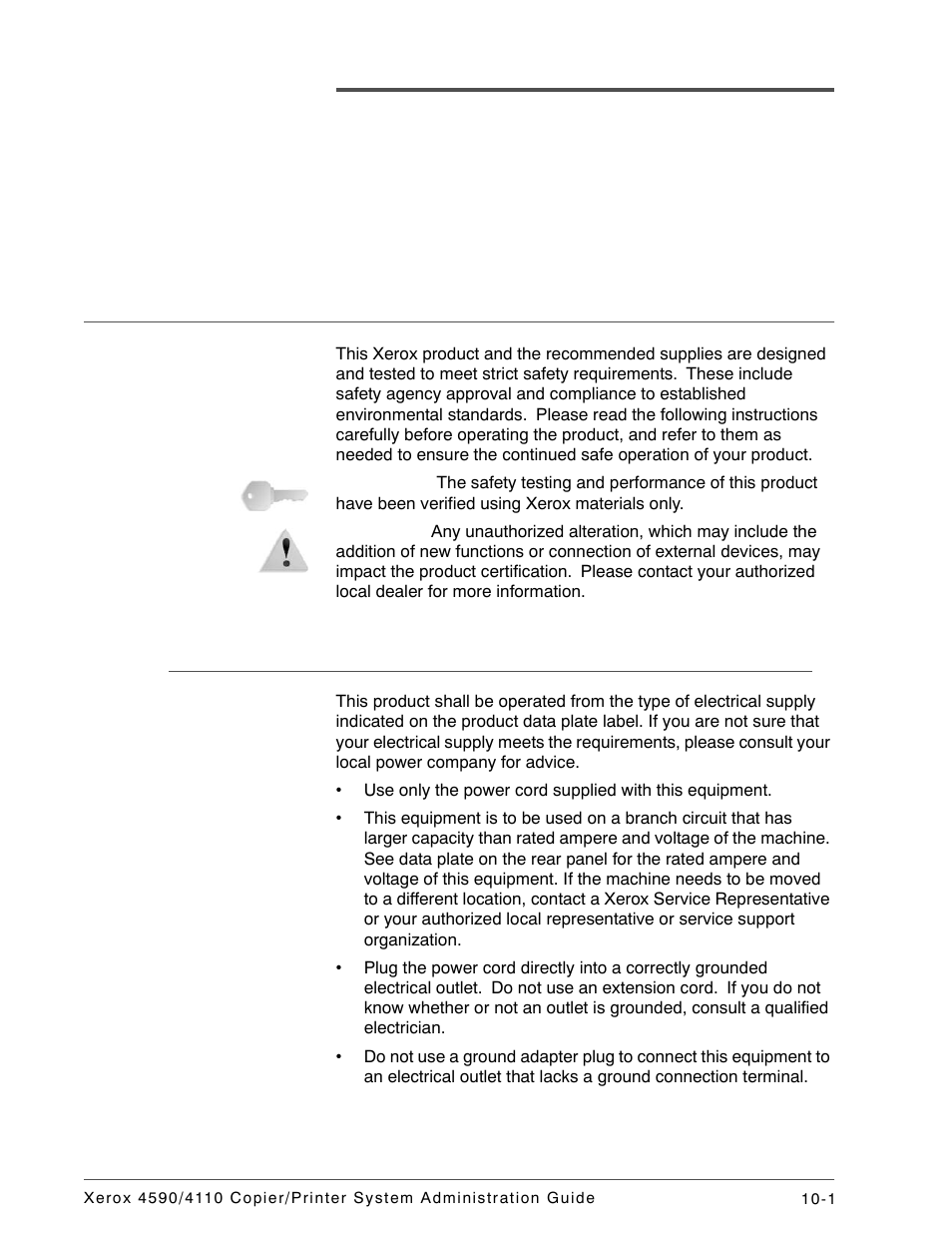 Safety and notices, Safety notices, Electrical safety | Xerox 4590 User Manual | Page 379 / 402