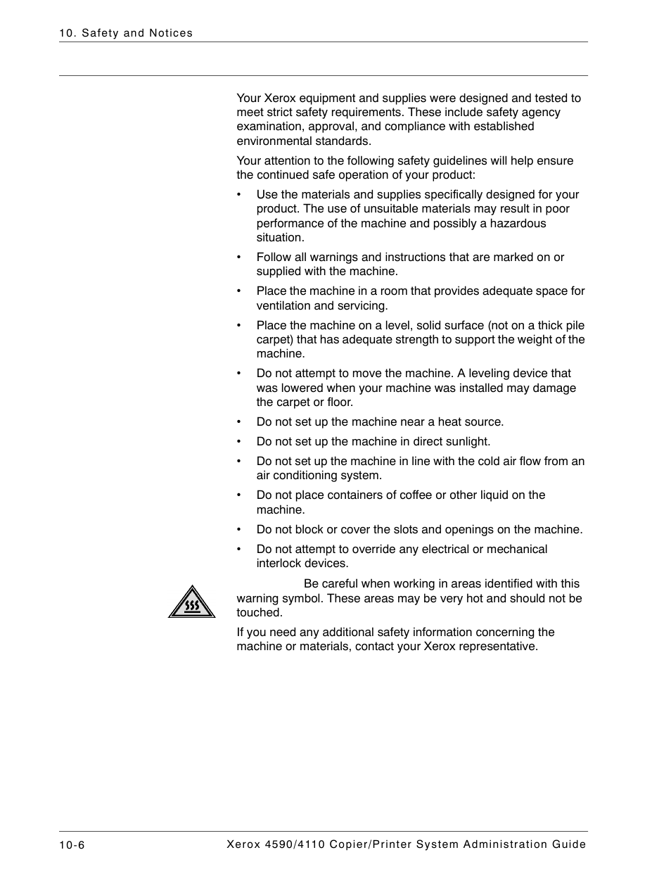 Operational safety | Xerox 4590 User Manual | Page 384 / 402