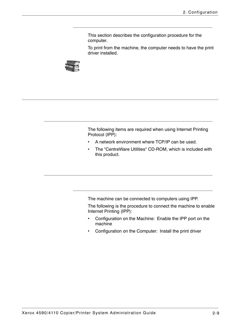 Configuration on the computer, Internet printing protocol (ipp), Preparations | Configuration procedure, Overview | Xerox 4590 User Manual | Page 43 / 402