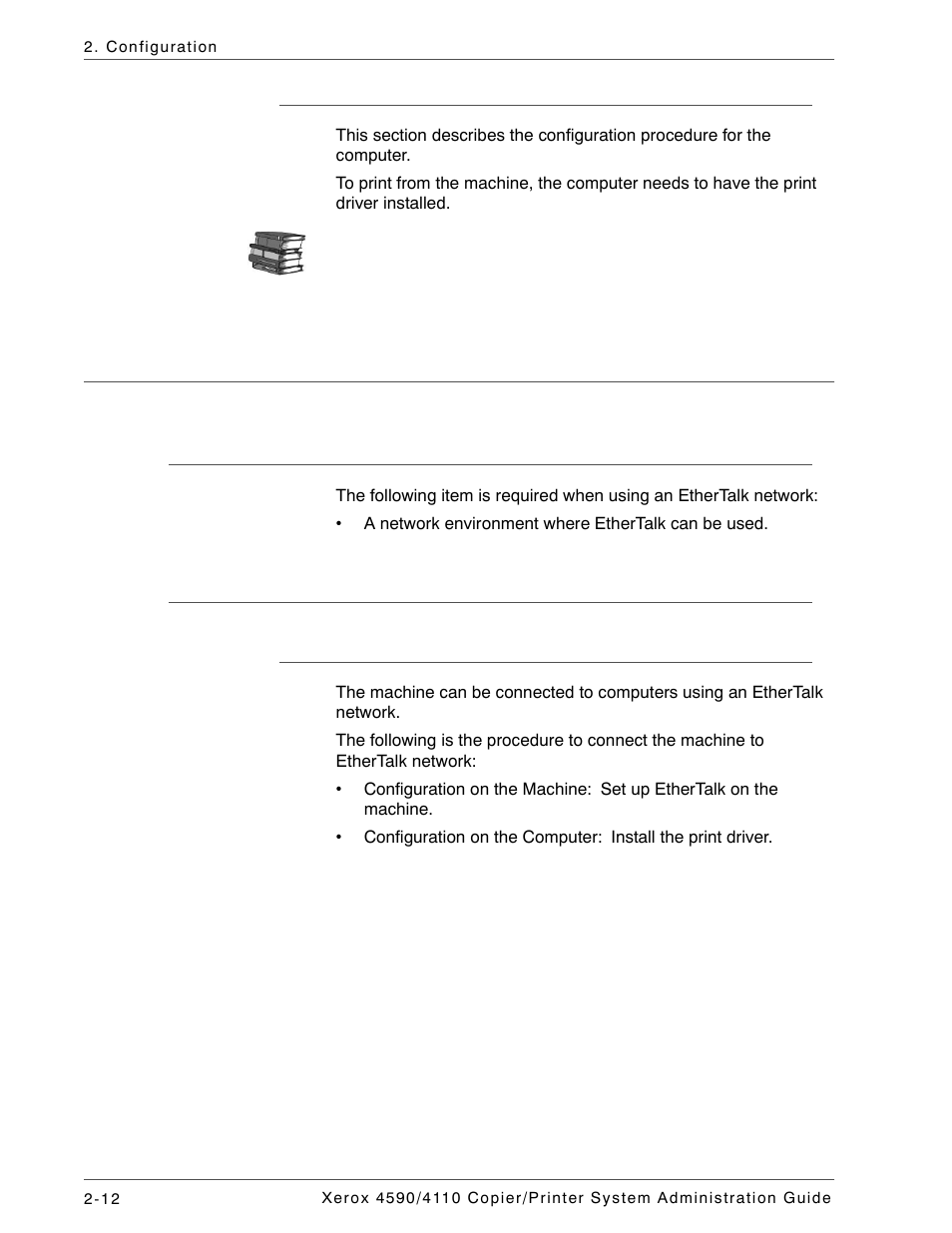 Configuration on the computer, Ethertalk, Preparations | Configuration procedure, Overview | Xerox 4590 User Manual | Page 46 / 402