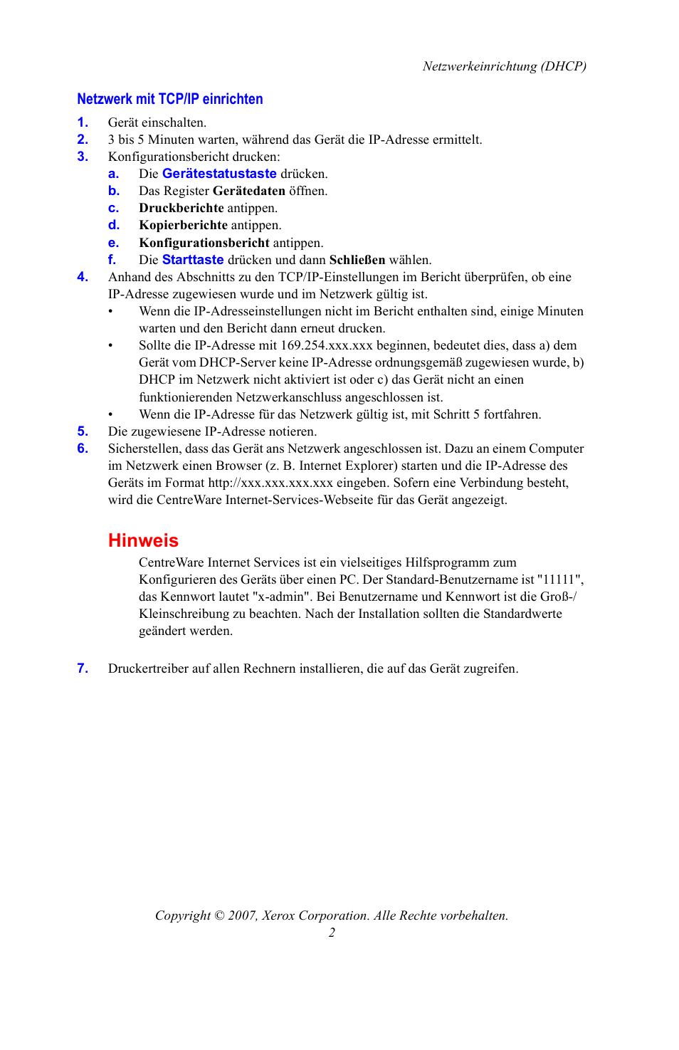 Hinweis | Xerox WorkCentre 7328-7335-7345-7346 con EFI Fiery Controller-15395 User Manual | Page 14 / 24