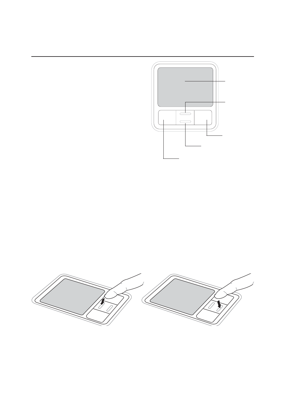 Pointing device, Using the touchpad, Touchpad usage illustrations | Scroll up scroll down | Asus 1 E1309 User Manual | Page 38 / 70