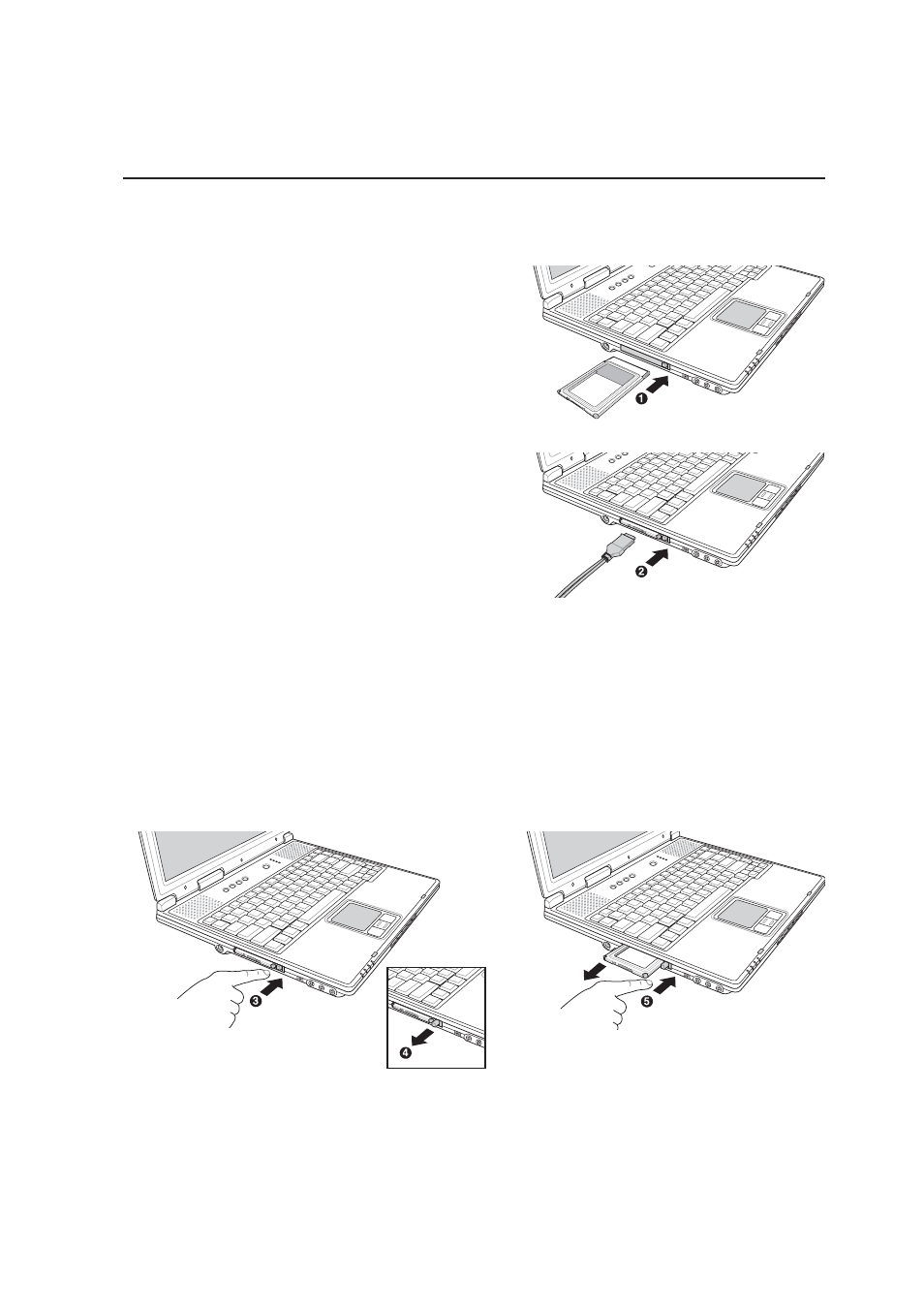 Inserting a pc card (pcmcia), Removing a pc card (pcmcia) | Asus 1 E1309 User Manual | Page 45 / 70