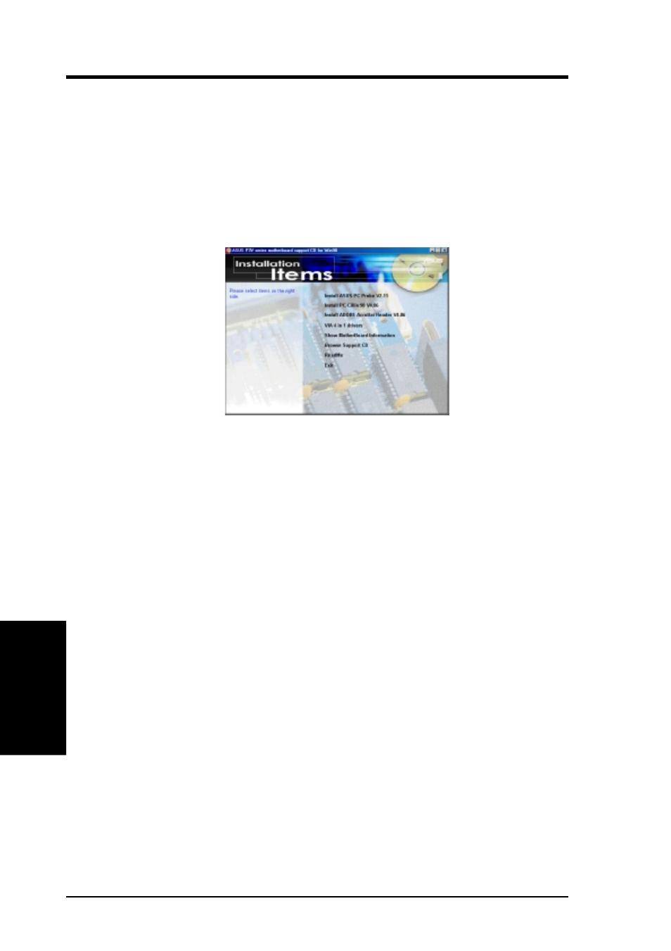 Software setup, 2 p3v series motherboard support cd, 1 installation menu | Asus P3V4X User Manual | Page 78 / 96