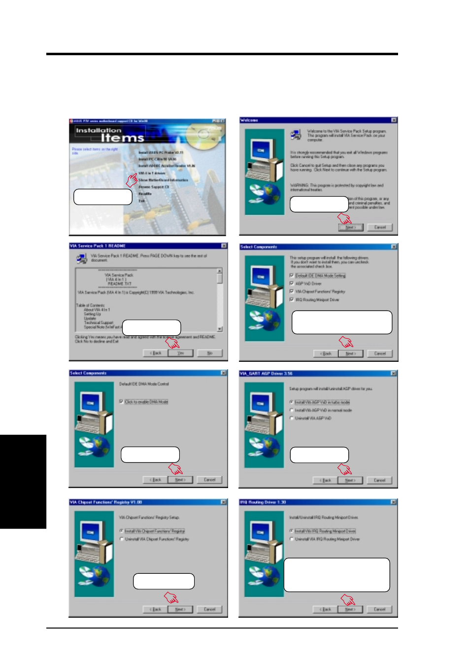 Software setup, 6 via 4 in 1 driver | Asus P3V4X User Manual | Page 82 / 96