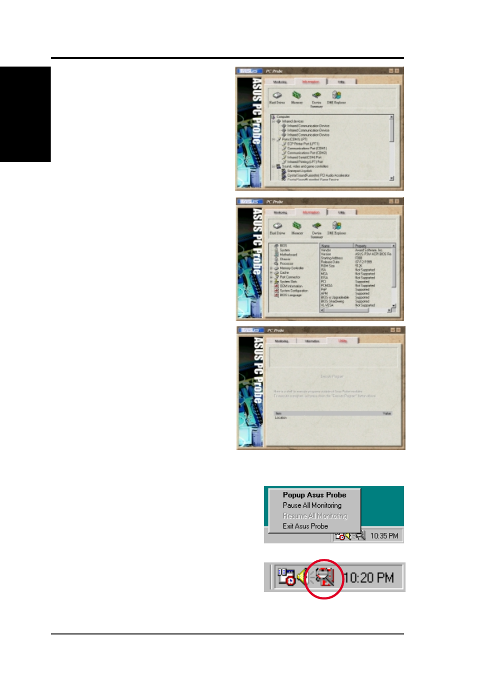 Software reference, 3 asus pc probe task bar icon | Asus P3V4X User Manual | Page 88 / 96