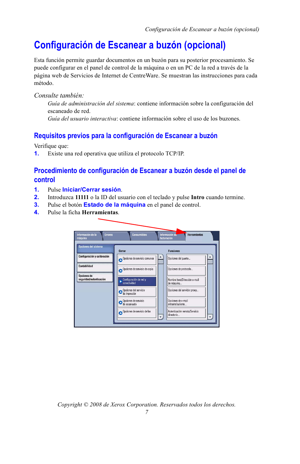 Configuración de escanear a buzón (opcional) | Xerox WorkCentre 7328-7335-7345-7346 con built-in controller-15108 User Manual | Page 147 / 208