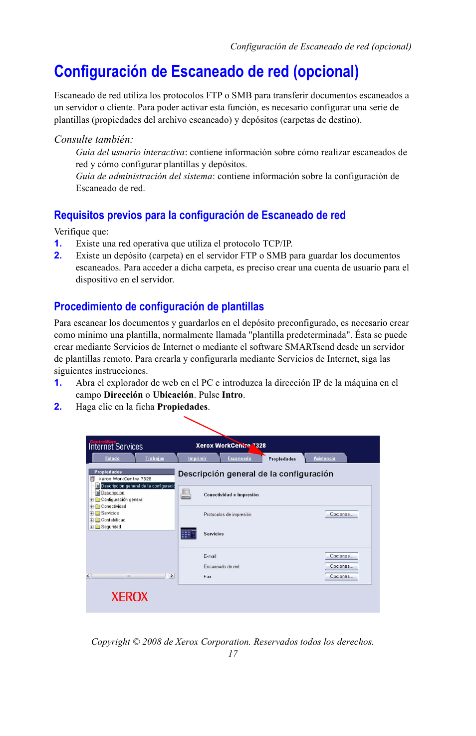 Configuración de escaneado de red (opcional), Procedimiento de configuración de plantillas | Xerox WorkCentre 7328-7335-7345-7346 con built-in controller-15108 User Manual | Page 157 / 208