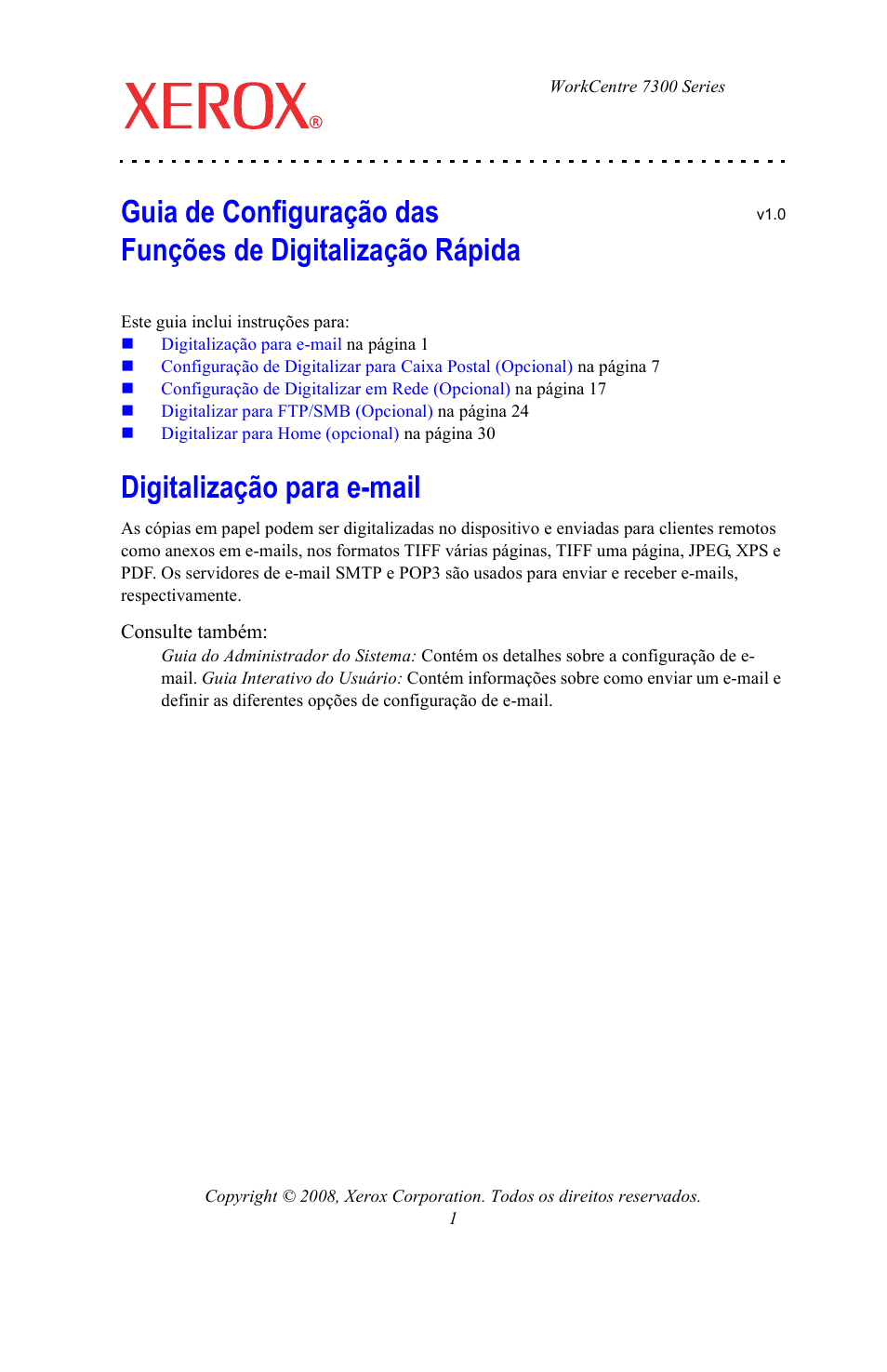 Digitalização para e-mail | Xerox WorkCentre 7328-7335-7345-7346 con built-in controller-15108 User Manual | Page 175 / 208