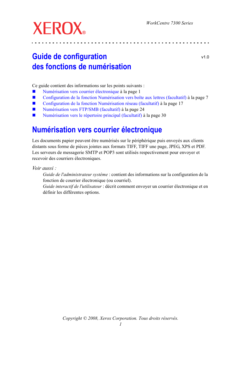 Numérisation vers courrier électronique | Xerox WorkCentre 7328-7335-7345-7346 con built-in controller-15108 User Manual | Page 37 / 208