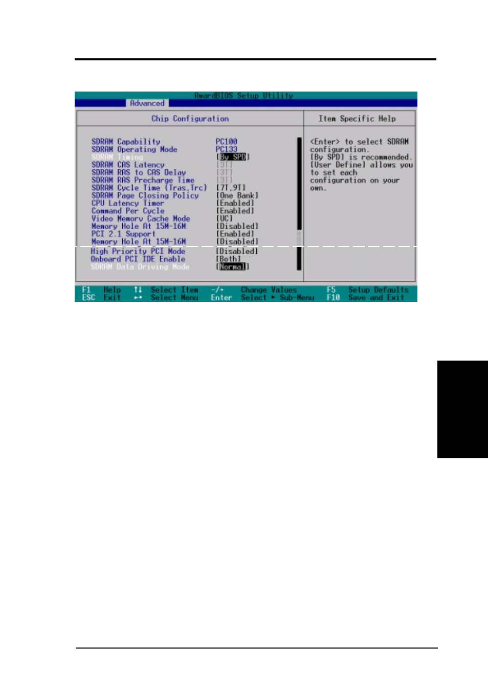 Bios setup, 1 chip configuration | Asus TUEG-VM Motherboard 815EG User Manual | Page 61 / 104