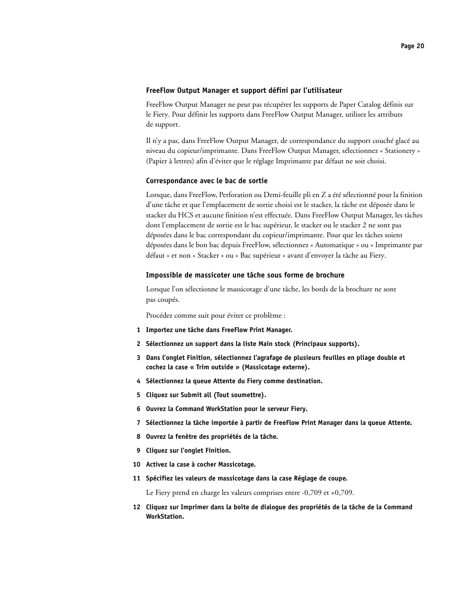 Correspondance avec le bac de sortie | Xerox 4112-4127 ST con Xerox EX Print Server powered by Fiery-15679 User Manual | Page 20 / 72