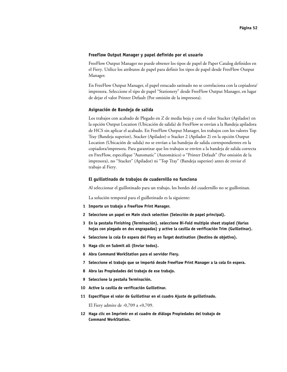 Asignación de bandeja de salida | Xerox 4112-4127 ST con Xerox EX Print Server powered by Fiery-15679 User Manual | Page 52 / 72