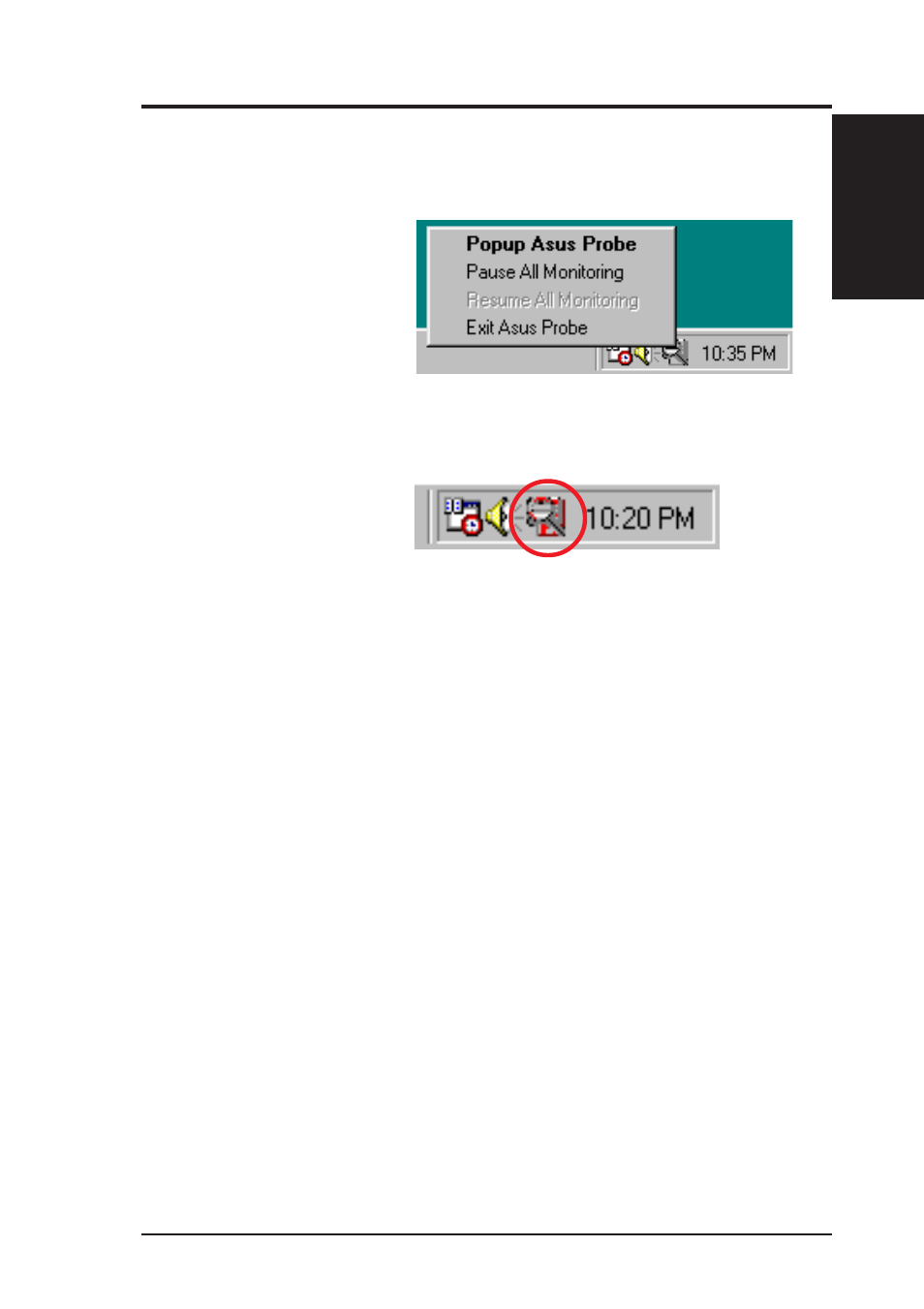 Software reference, 3 asus pc probe task bar icon | Asus Motherboard K7M User Manual | Page 87 / 96