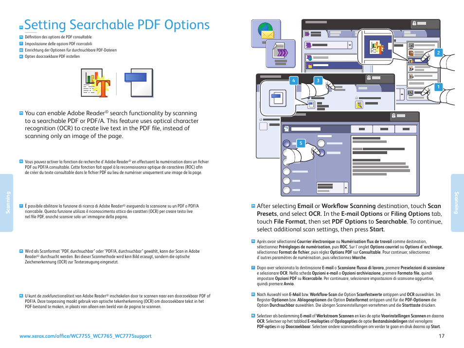 Setting searchable pdf options, You can enable adobe reader | Xerox WorkCentre 7755-7765-7775 con EFI Fiery Controller-15776 User Manual | Page 17 / 20