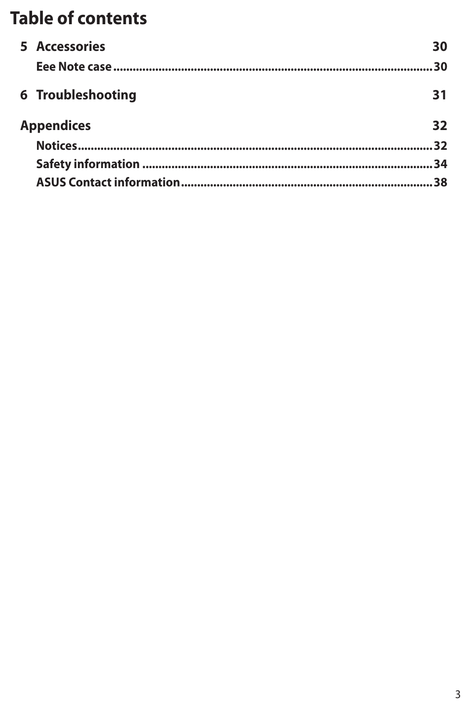 Asus Eee Note E6284 User Manual | Page 3 / 38