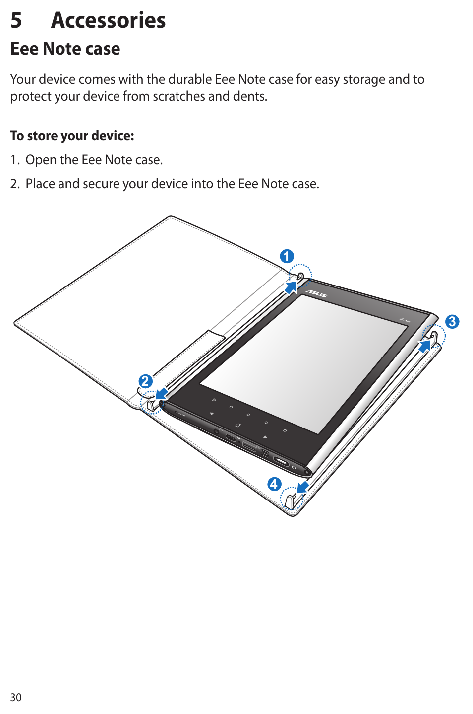 5 accessories, Eee note case | Asus Eee Note E6284 User Manual | Page 30 / 38