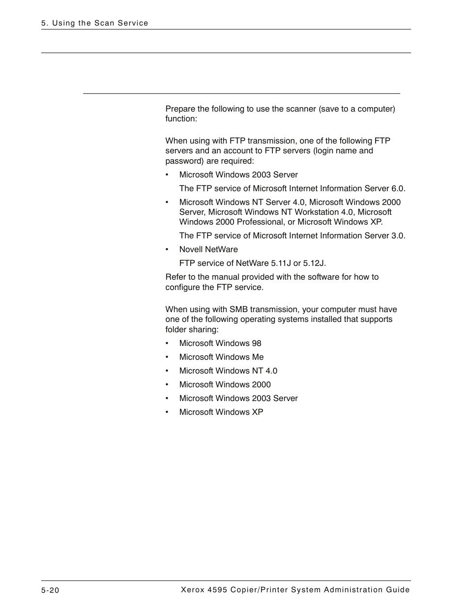 Configuration of the scanner (save to a computer), Preparations, Preparations -20 | Xerox 4595 con Xerox FreeFlow DocuSP Print Controller-15553 User Manual | Page 110 / 402