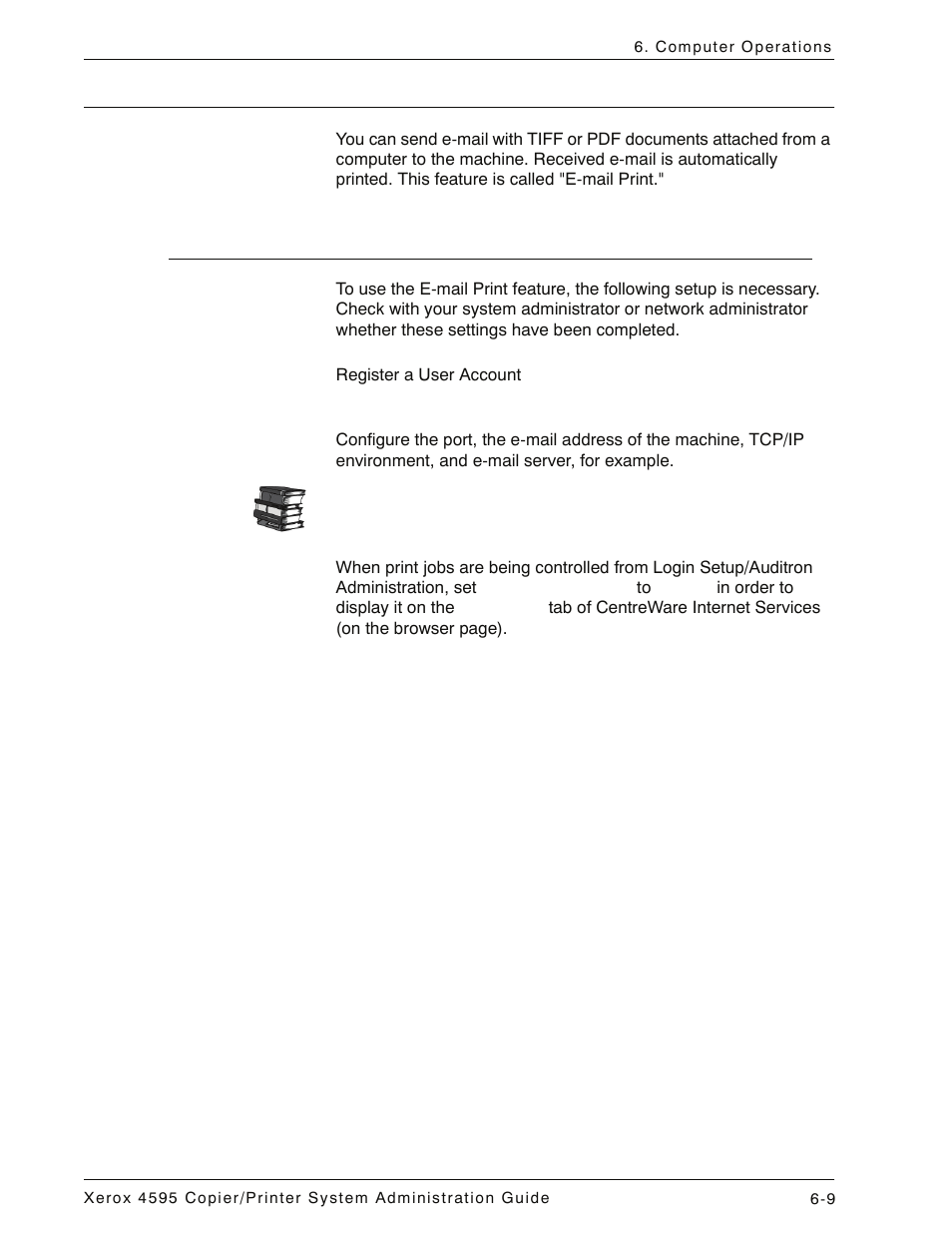 E-mail print, Setup, E-mail print -9 | Setup -9 | Xerox 4595 con Xerox FreeFlow DocuSP Print Controller-15553 User Manual | Page 125 / 402