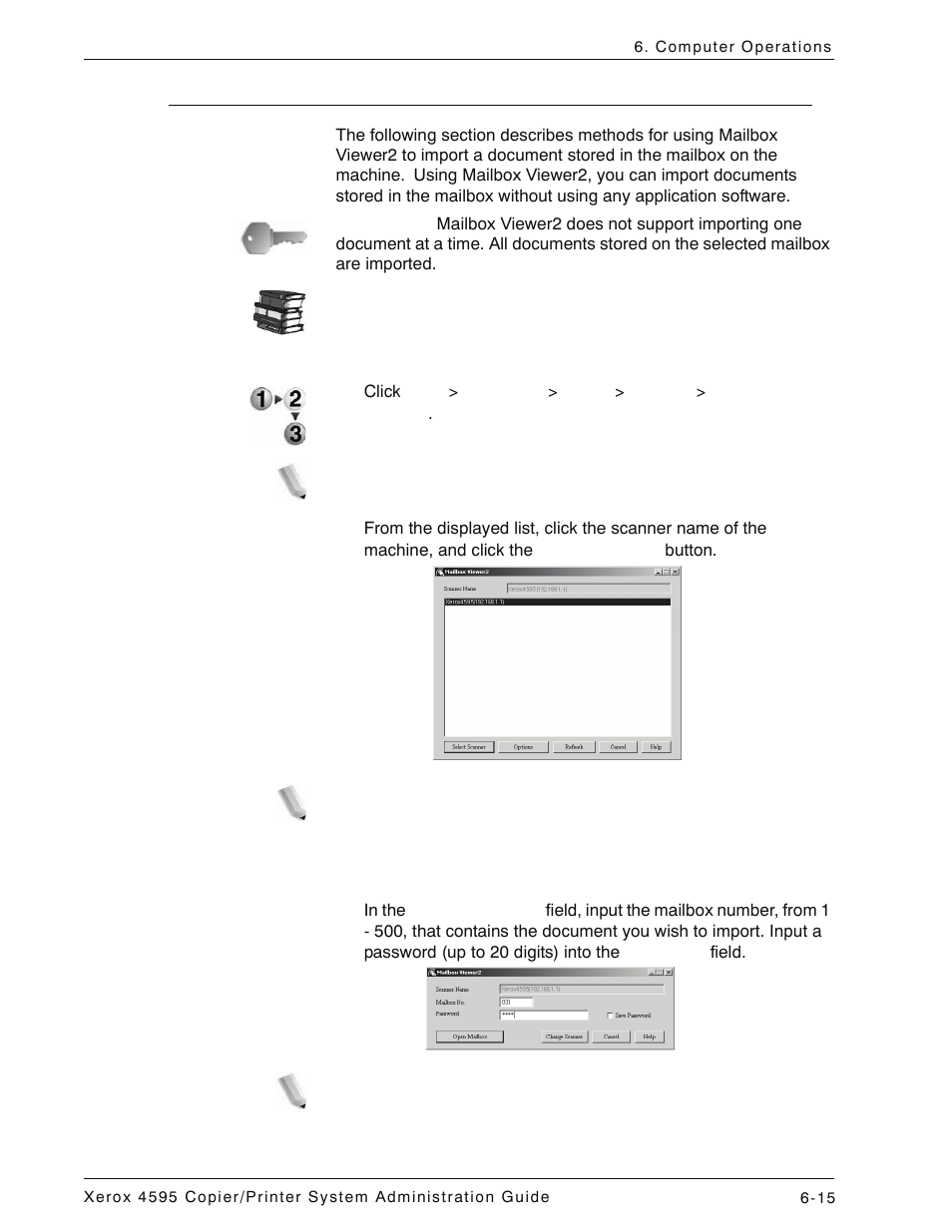 Importing from mailbox viewer2, Importing from mailbox viewer2 -15 | Xerox 4595 con Xerox FreeFlow DocuSP Print Controller-15553 User Manual | Page 131 / 402