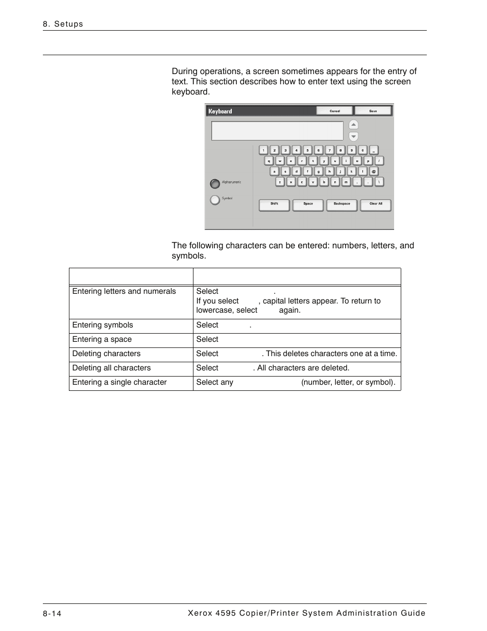 Entering text, Entering text -14 | Xerox 4595 con Xerox FreeFlow DocuSP Print Controller-15553 User Manual | Page 172 / 402